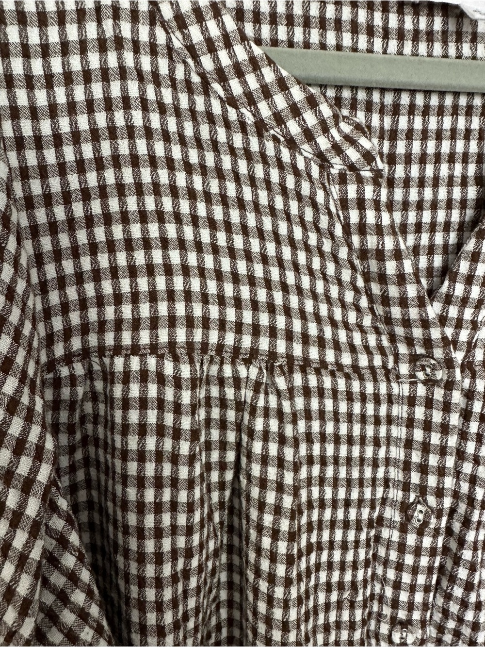 Jane and Delancey Brown and White Gingham Button-Down Top - Picture 4 of 6
